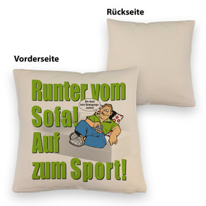 Auf zum Sport! Motivations Kissen mit Text und Spruch