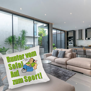 Auf zum Sport! Motivations Kissen mit Text und Spruch