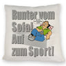 Auf zum Sport! Motivations Kissen mit Text und Spruch