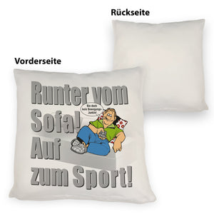 Auf zum Sport! Motivations Kissen mit Text und Spruch