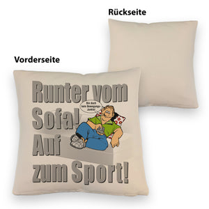 Auf zum Sport! Motivations Kissen mit Text und Spruch