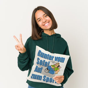 Auf zum Sport! Motivations Kissen mit Text und Spruch