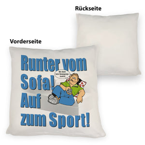 Auf zum Sport! Motivations Kissen mit Text und Spruch