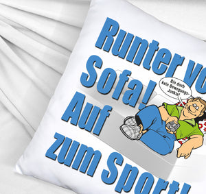 Auf zum Sport! Motivations Kissen mit Text und Spruch