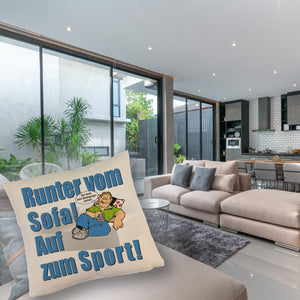Auf zum Sport! Motivations Kissen mit Text und Spruch