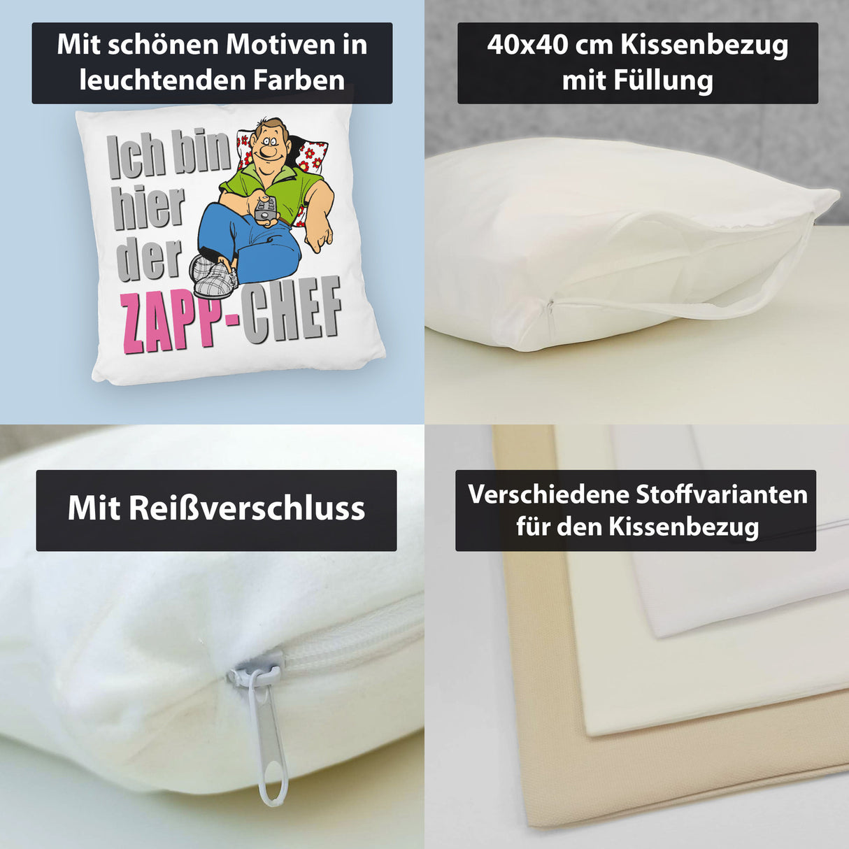 Ich bin hier der Zapp-Chef Kissen mit Text in pink