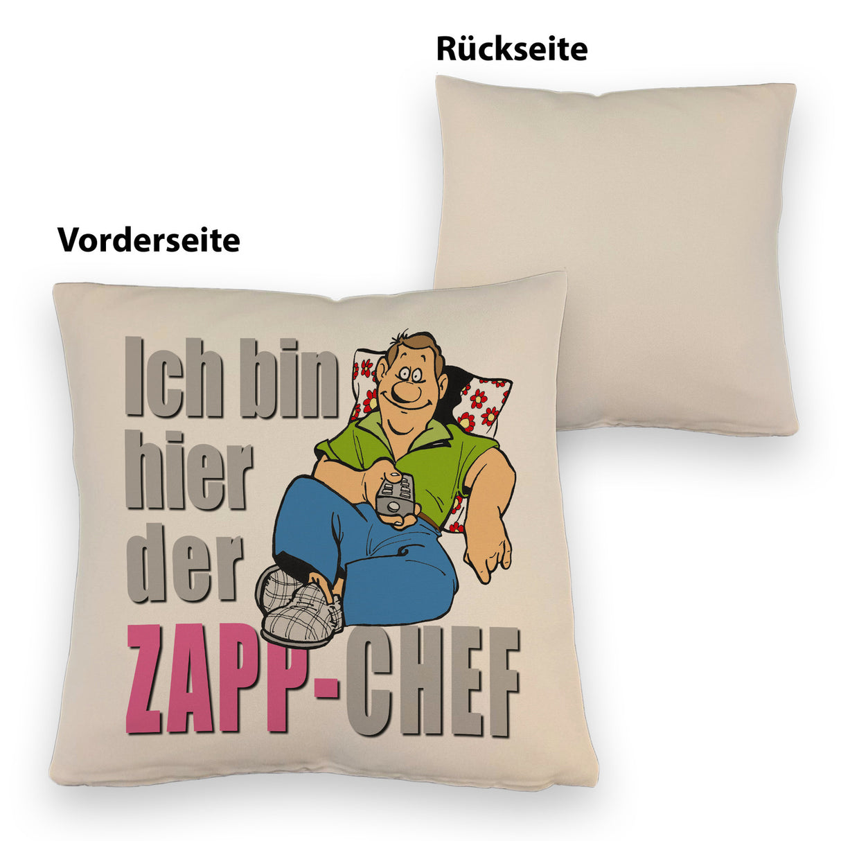 Ich bin hier der Zapp-Chef Kissen mit Text in pink