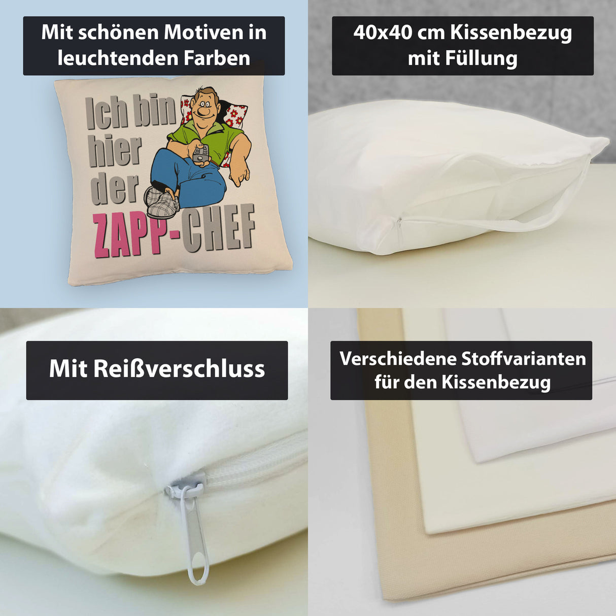 Ich bin hier der Zapp-Chef Kissen mit Text in pink
