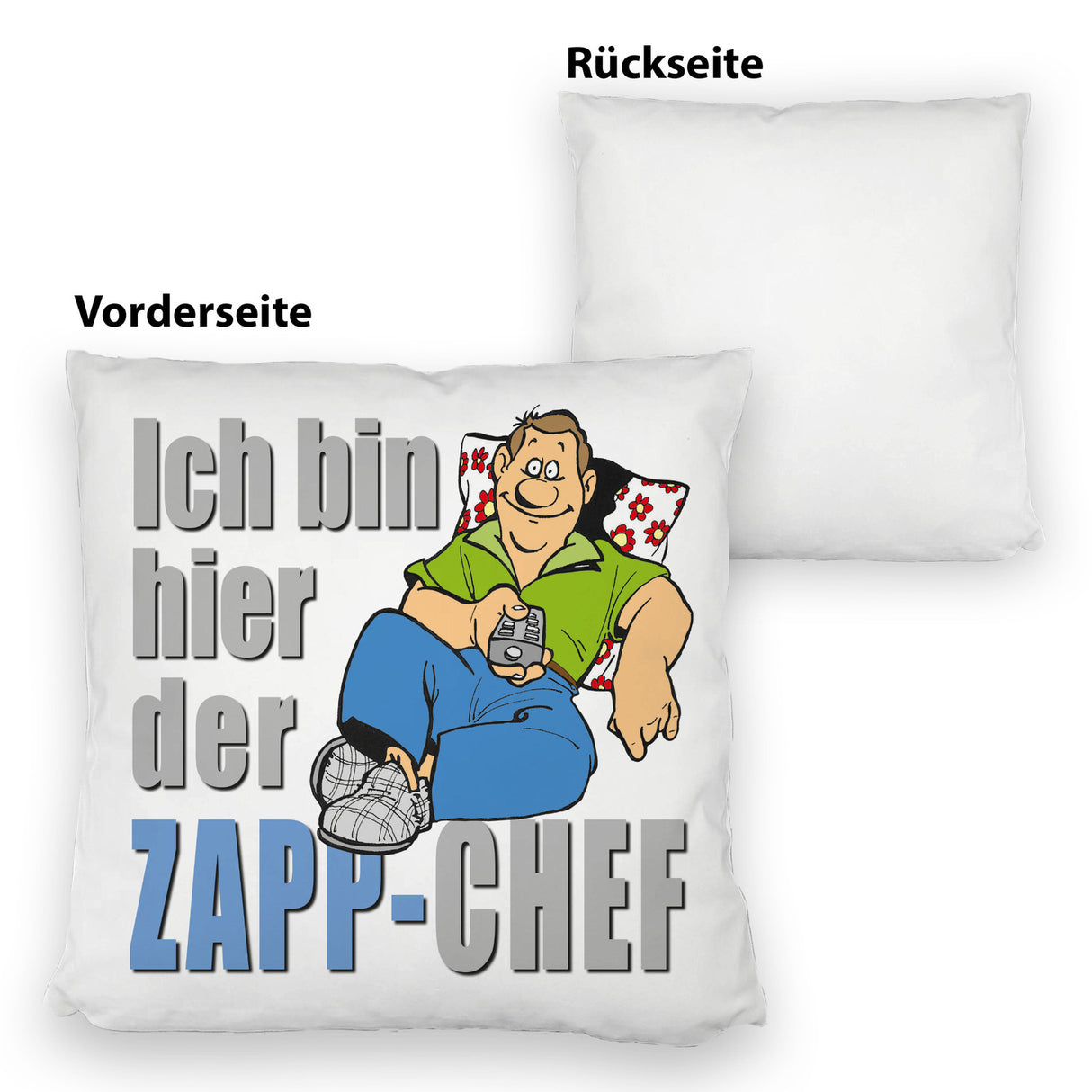 Ich bin hier der Zapp-Chef Kissen mit Text in pink