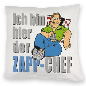 Ich bin hier der Zapp-Chef Kissen mit Text in pink