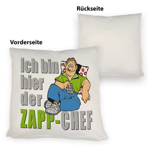 Ich bin hier der Zapp-Chef Kissen mit Text in pink