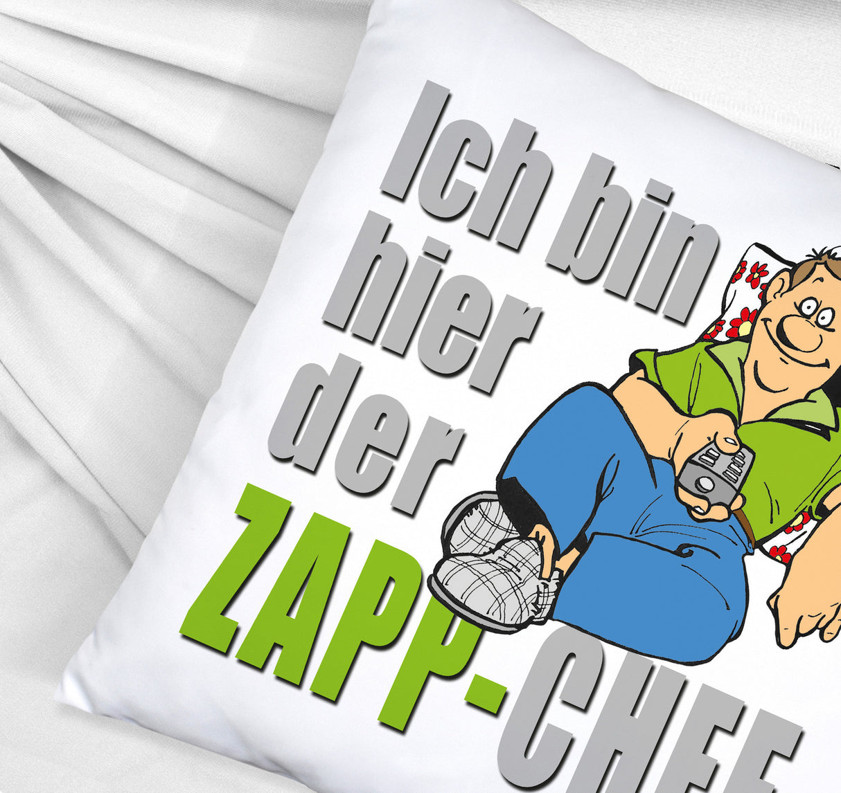 Ich bin hier der Zapp-Chef Kissen mit Text in pink