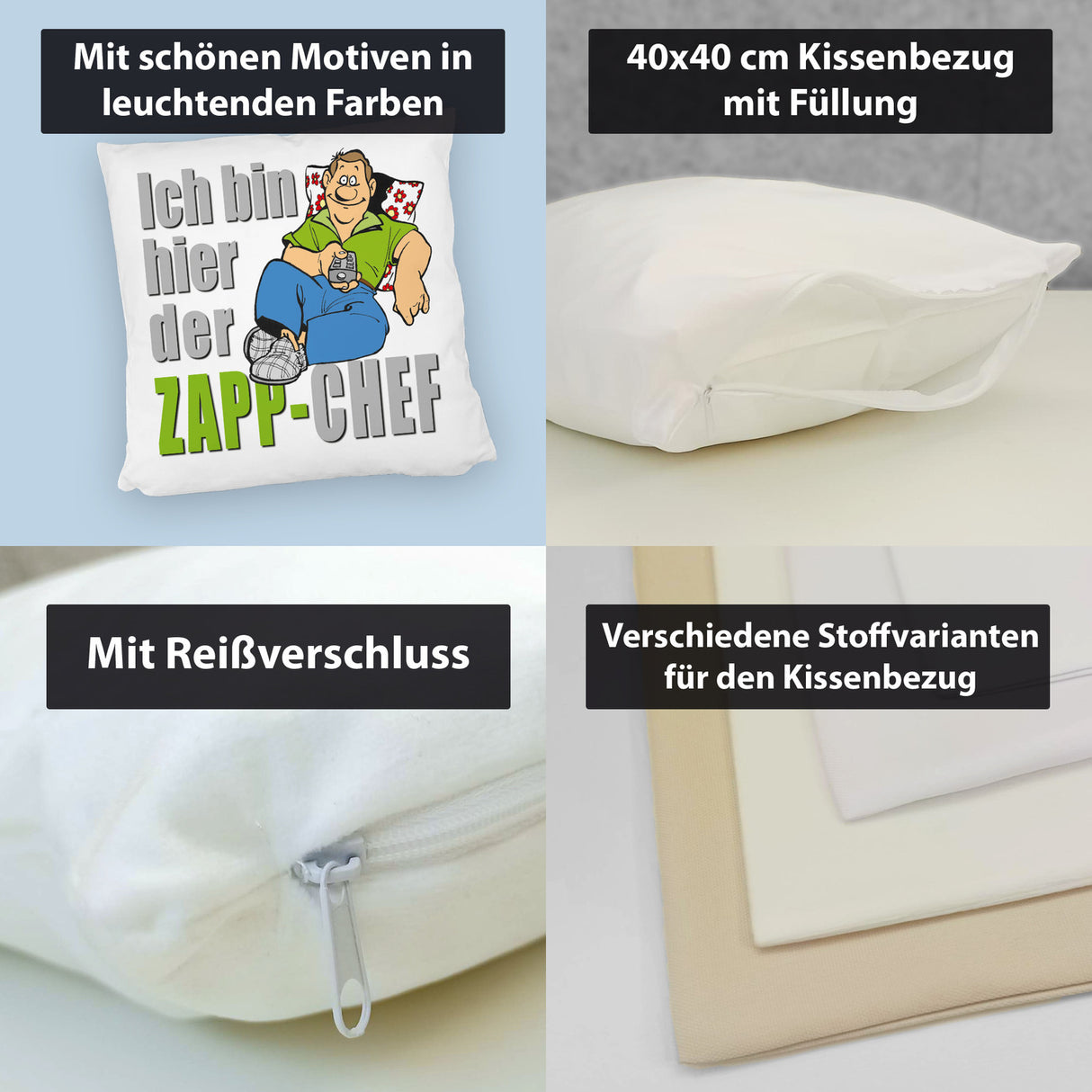 Ich bin hier der Zapp-Chef Kissen mit Text in pink
