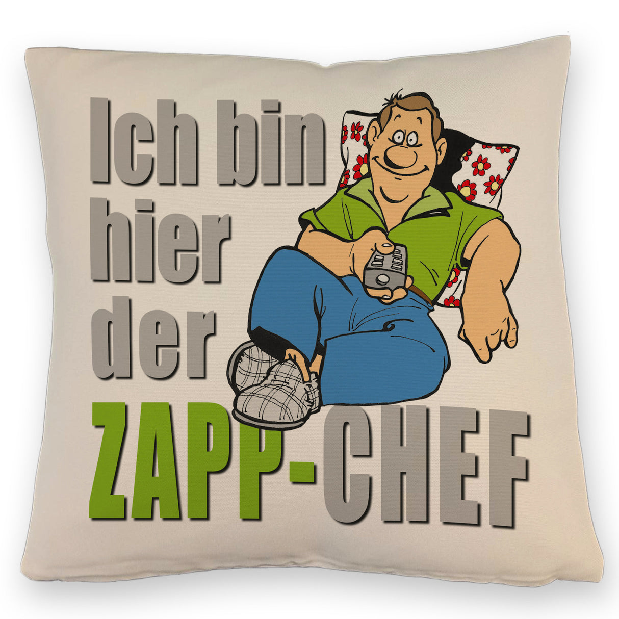 Ich bin hier der Zapp-Chef Kissen mit Text in pink
