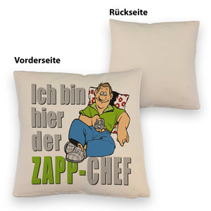 Ich bin hier der Zapp-Chef Kissen mit Text in pink