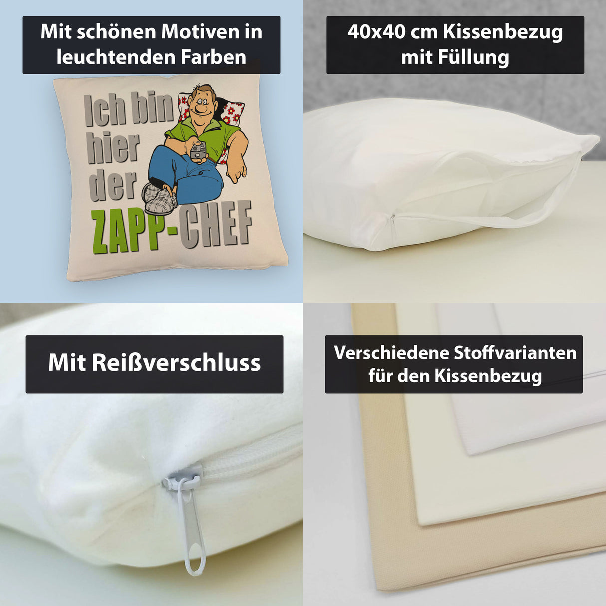 Ich bin hier der Zapp-Chef Kissen mit Text in pink