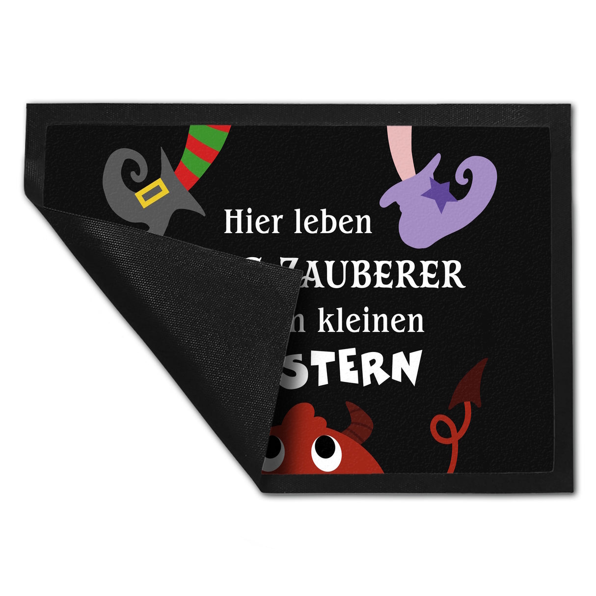 Monster Fußmatte in 35x50 cm mit Spruch Hier lebt eine Hexe