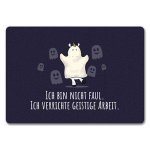 Einhorn-Geist Fußmatte in 35x50 cm mit Spruch Nicht faul mache geistige Arbeit