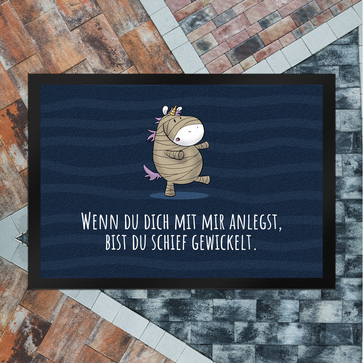 Einhorn-Geist Fußmatte in 35x50 cm mit Spruch Nicht faul mache geistige Arbeit
