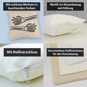 Skelett-Arme Kissen mit schwarzem Hintergrund für Horror-Filmabende