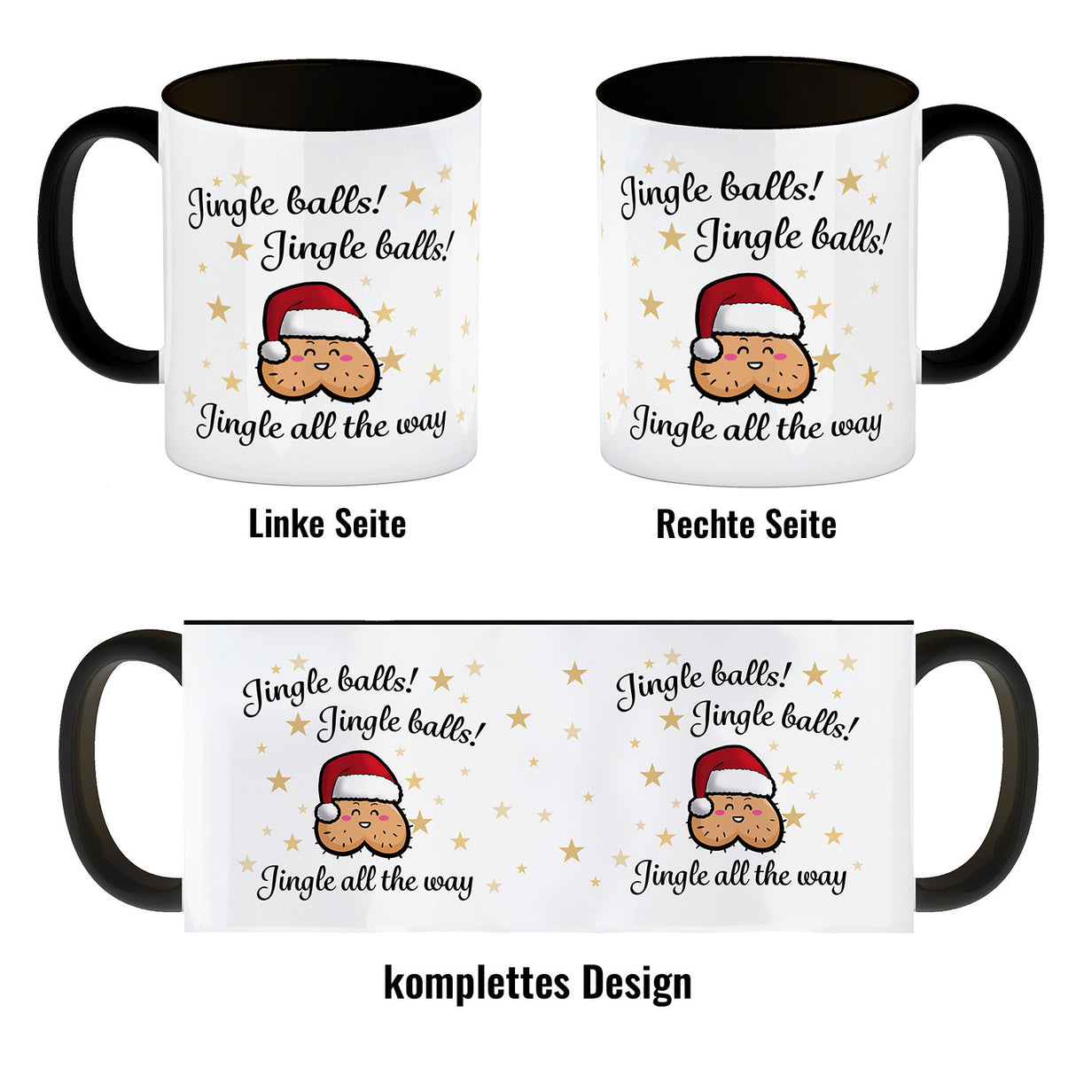 Weihnachts-Hoden Kaffeebecher mit Weihnachtssong Jingle balls