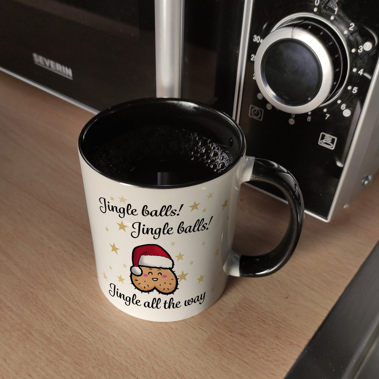 Weihnachts-Hoden Kaffeebecher mit Weihnachtssong Jingle balls