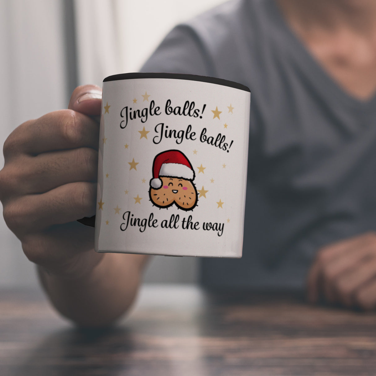 Weihnachts-Hoden Kaffeebecher mit Weihnachtssong Jingle balls