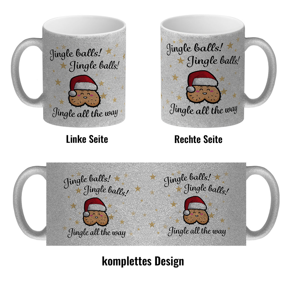 Weihnachts-Hoden Kaffeebecher mit Weihnachtssong Jingle balls