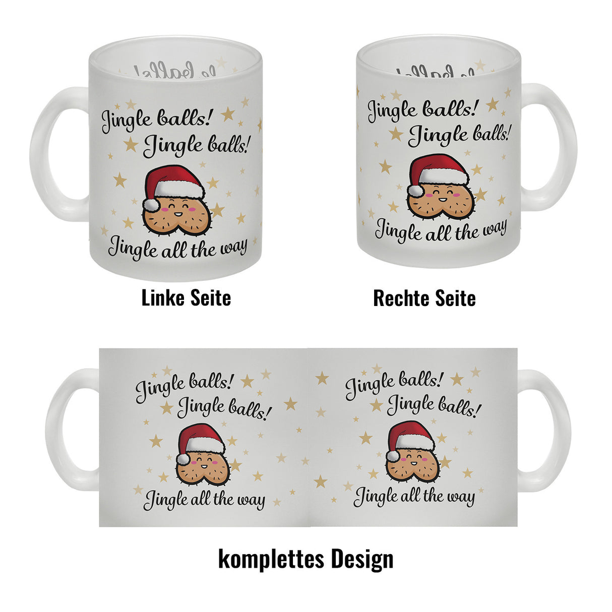 Weihnachts-Hoden Kaffeebecher mit Weihnachtssong Jingle balls