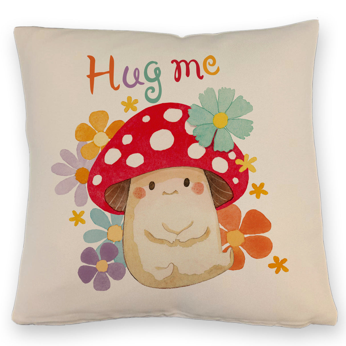 Hug me Kissen mit Fliegenpilz und Blumen