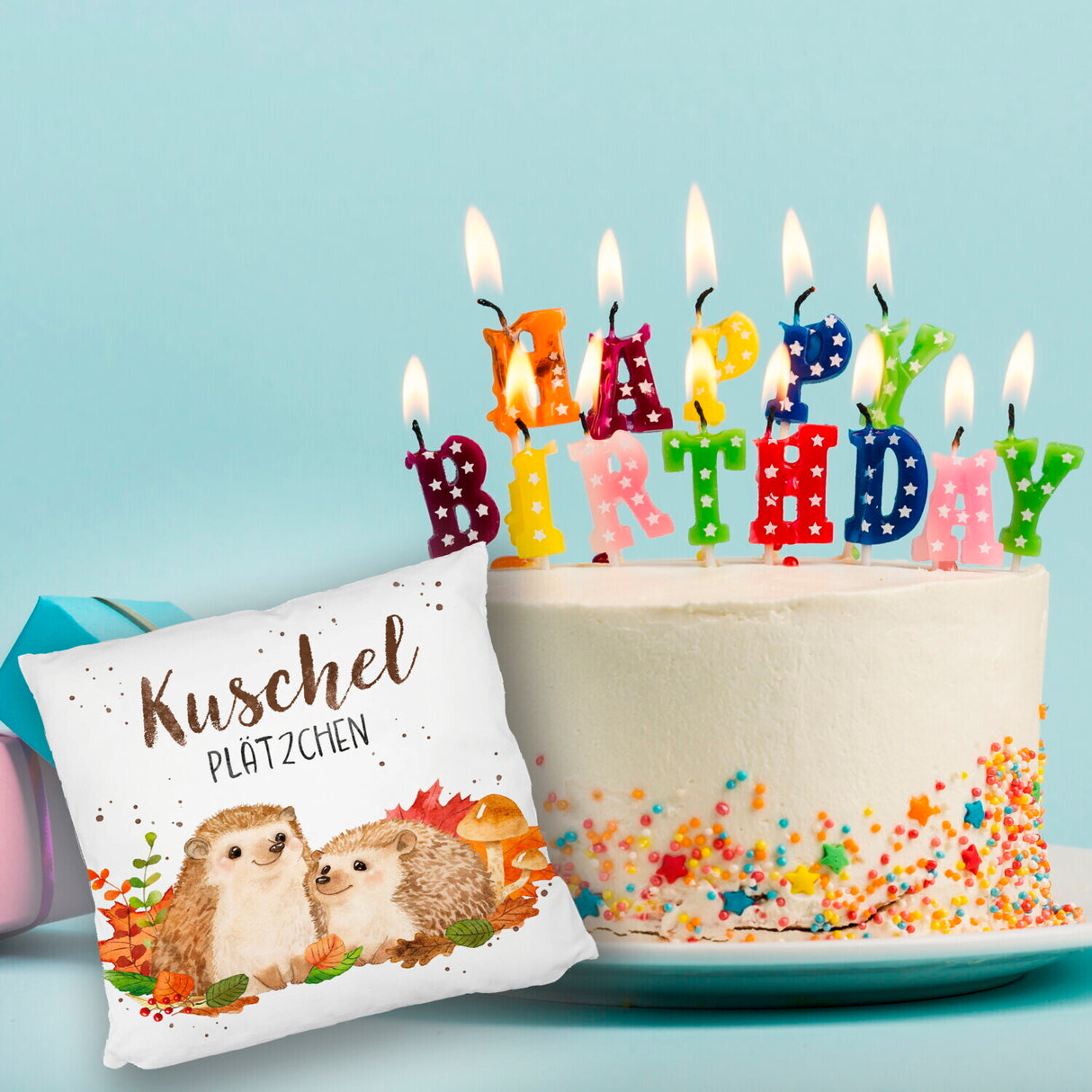 Igel Kissen mit Spruch Kuschelplätzchen