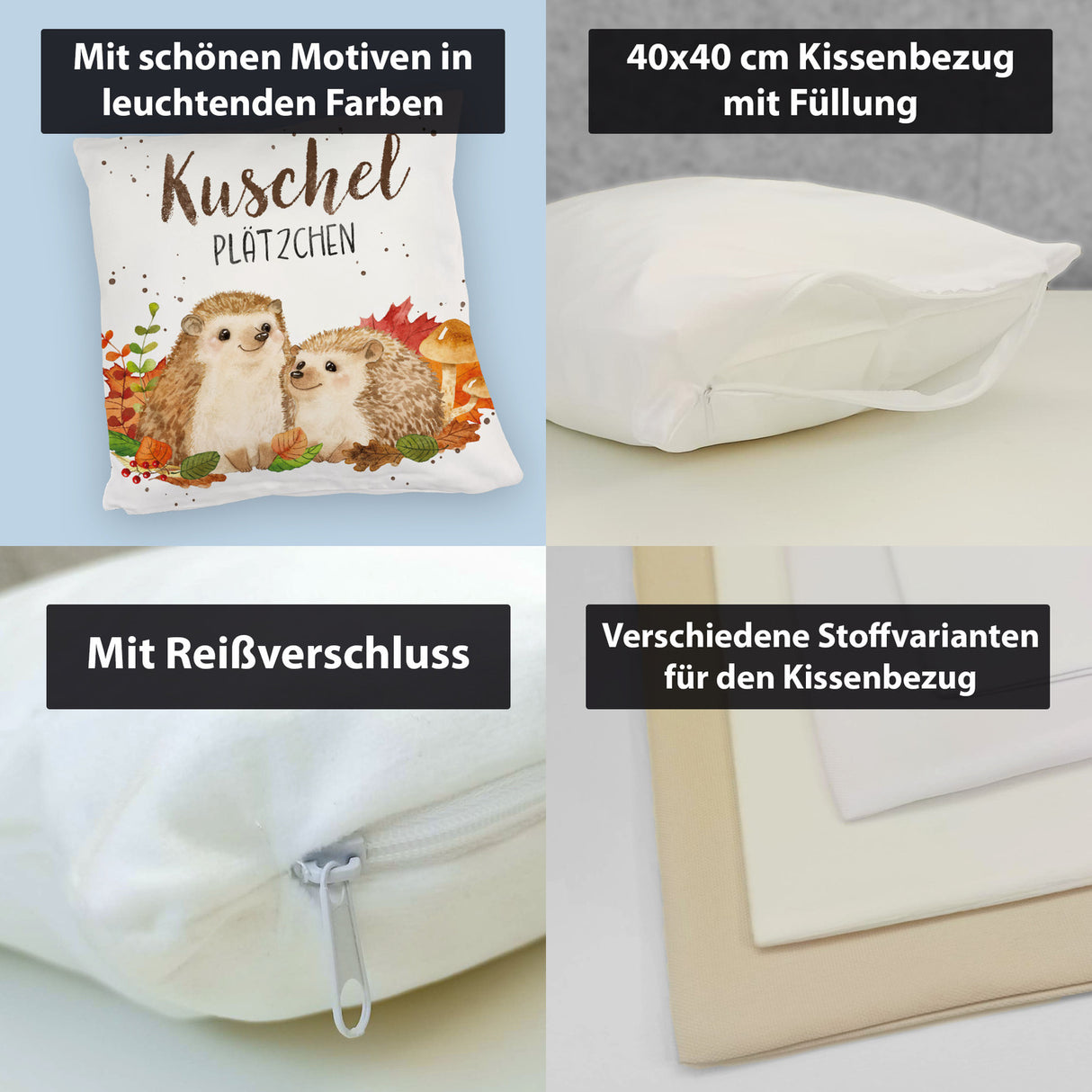 Igel Kissen mit Spruch Kuschelplätzchen