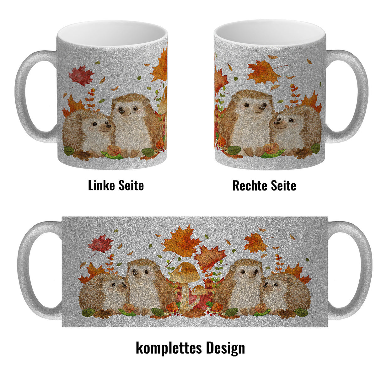 Igel im Herbst Kaffeebecher im Aquarell Stil