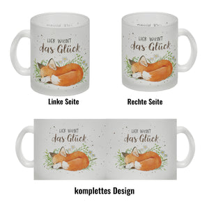 Hier wohnt das Glück Kaffeebecher mit Fuchs im Aquarell-Stil