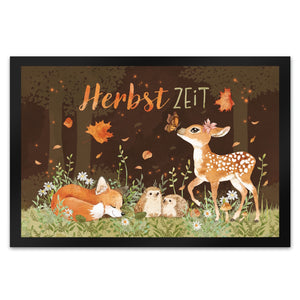 Tier des Waldes Fußmatte in 35x50 cm mit Spruch Herbstzeit