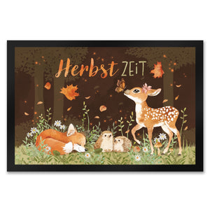 Tier des Waldes Fußmatte in 35x50 cm mit Spruch Herbstzeit