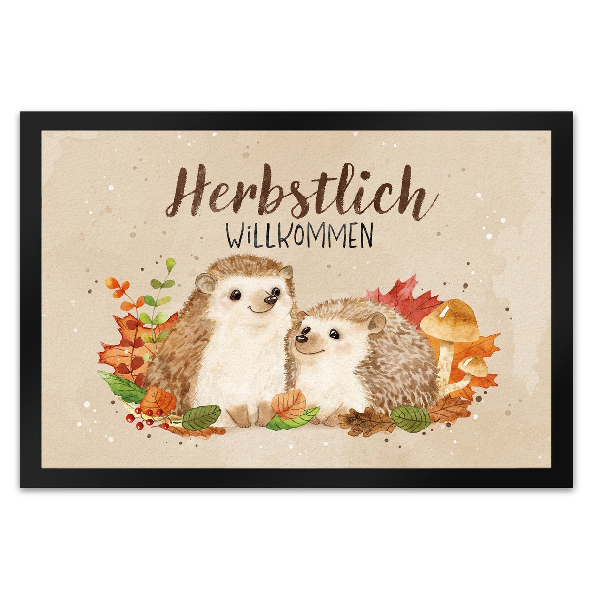 Igel Paar Fußmatte in 35x50 cm mit Spruch Herbstlich Willkommen