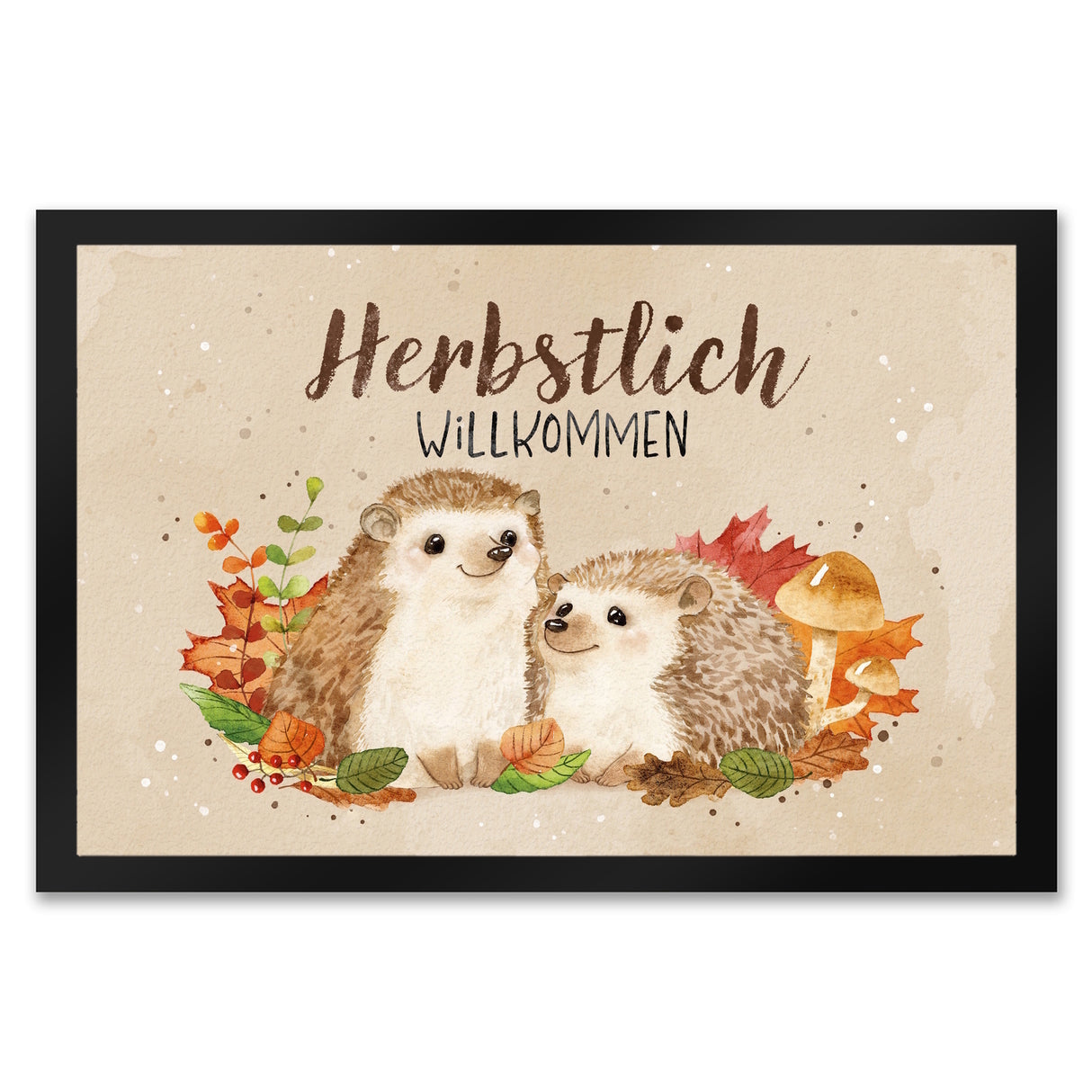 Igel Paar Fußmatte in 35x50 cm mit Spruch Herbstlich Willkommen