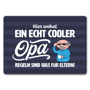 Cooler Opa Fußmatte in 35x50 cm mit Spruch Regeln sind was für Eltern