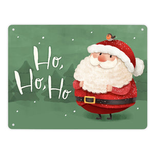 Weihnachtsmann Metallschild in 15x20 cm mit Spruch Ho ho ho