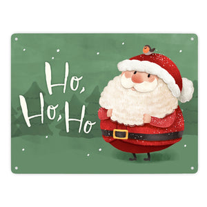 Weihnachtsmann Metallschild in 15x20 cm mit Spruch Ho ho ho