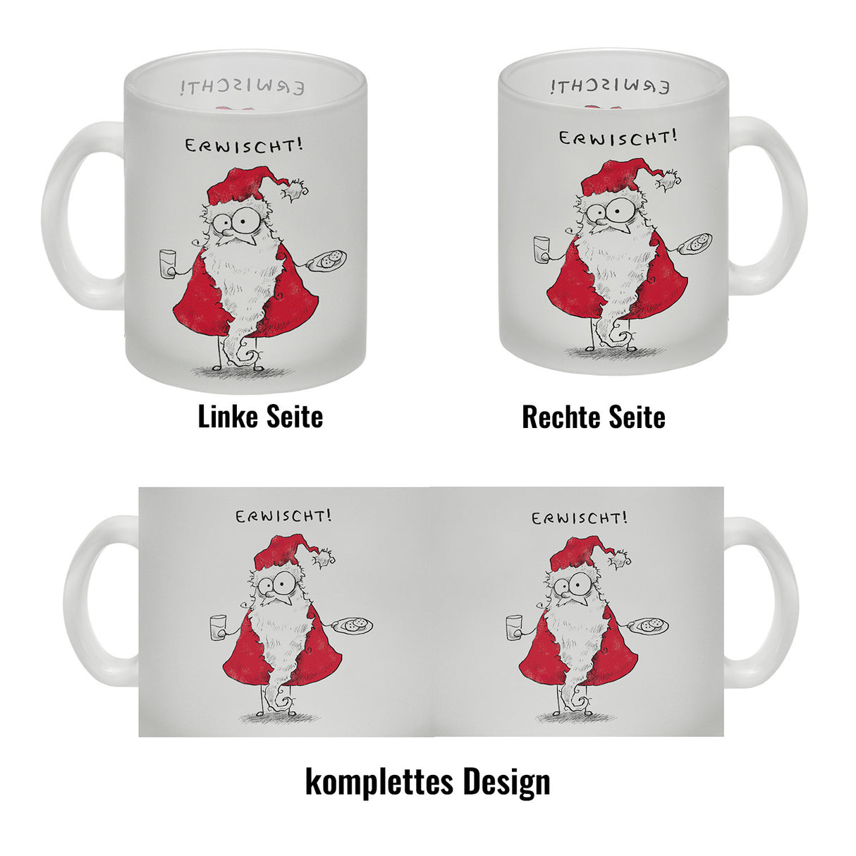 Weihnachtsmann am Naschen Kaffeebecher mit Spruch Erwischt