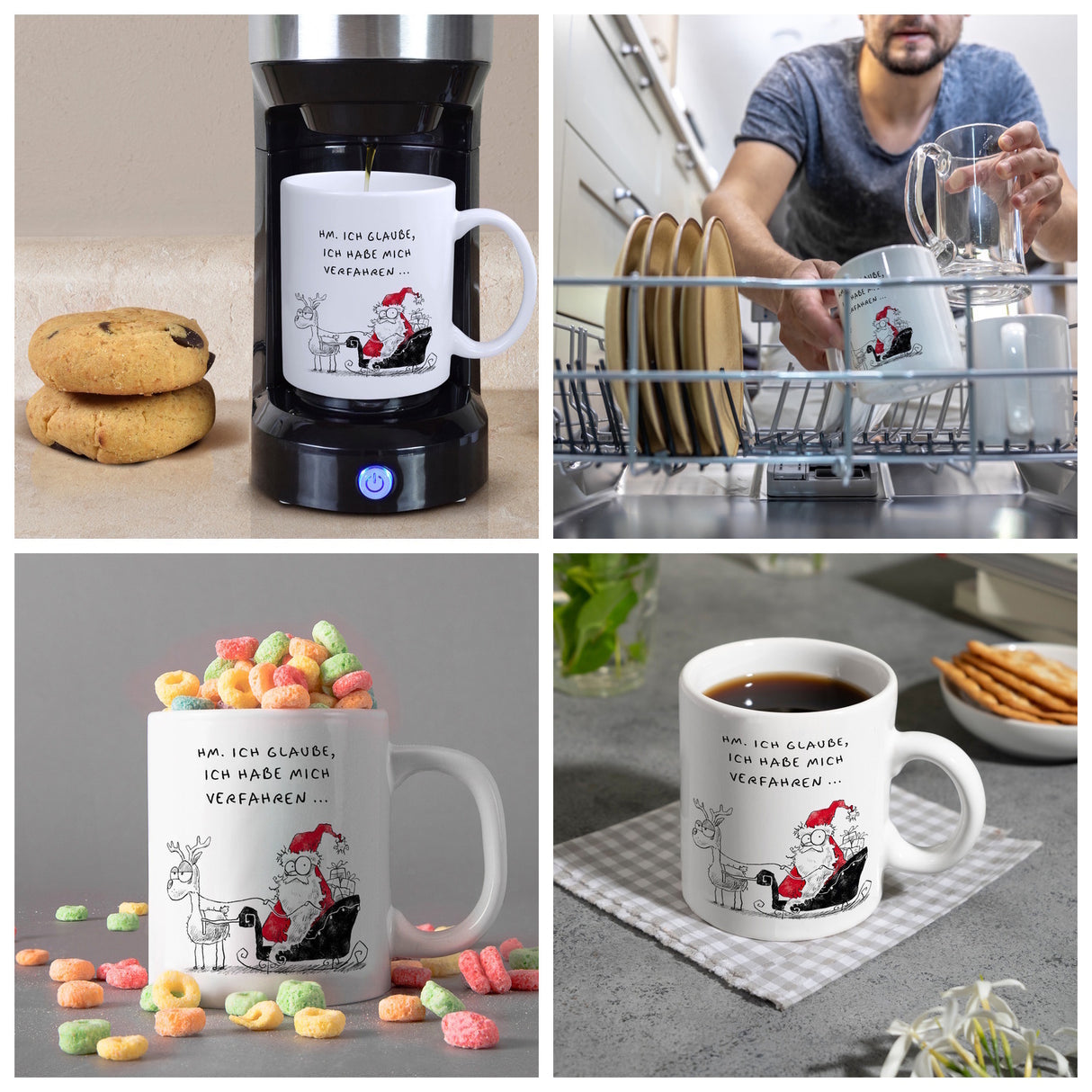Weihnachtsmann am Naschen Kaffeebecher mit Spruch Erwischt