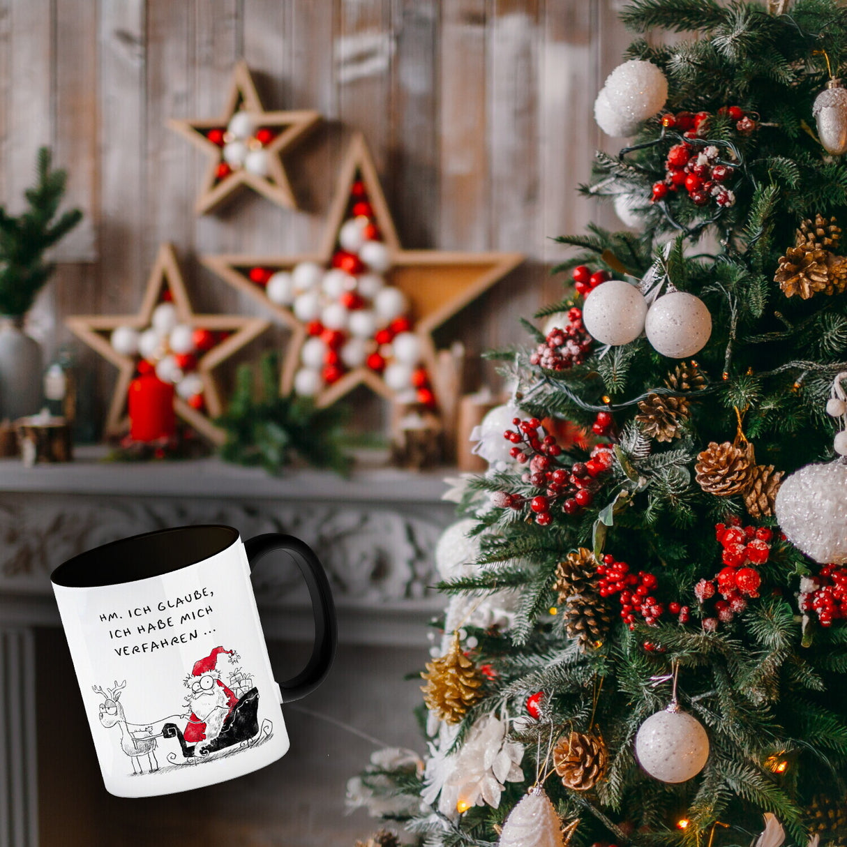 Weihnachtsmann am Naschen Kaffeebecher mit Spruch Erwischt