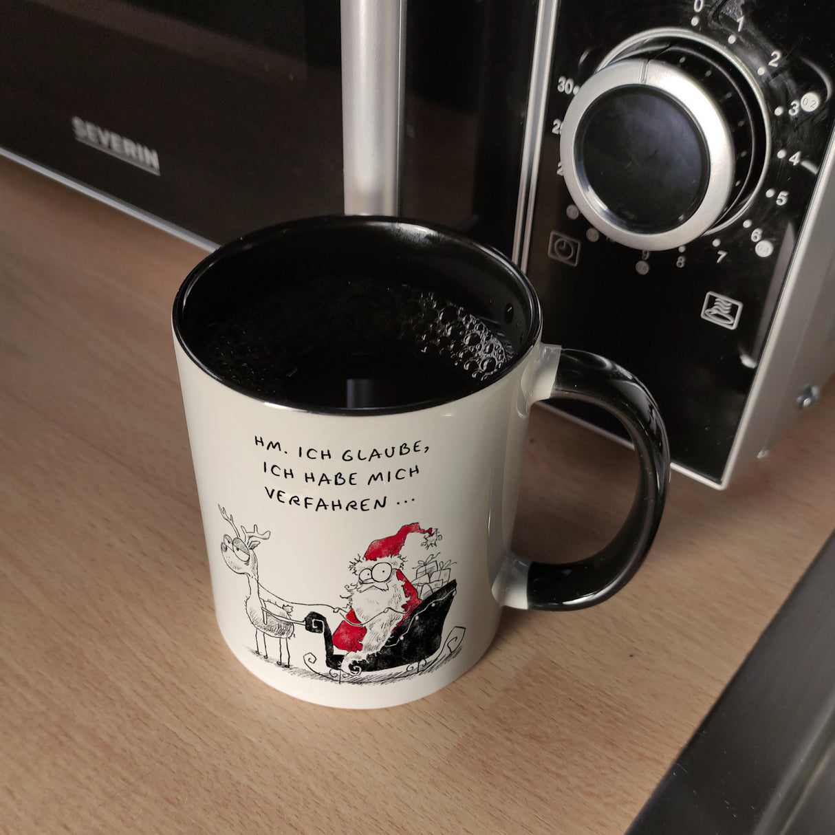 Weihnachtsmann am Naschen Kaffeebecher mit Spruch Erwischt