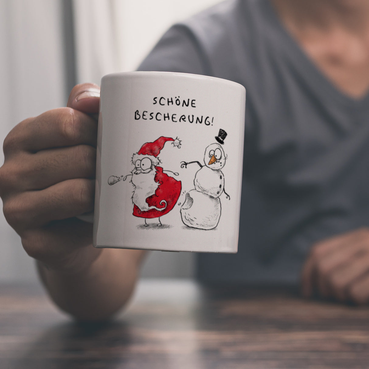 Weihnachtsmann am Naschen Kaffeebecher mit Spruch Erwischt