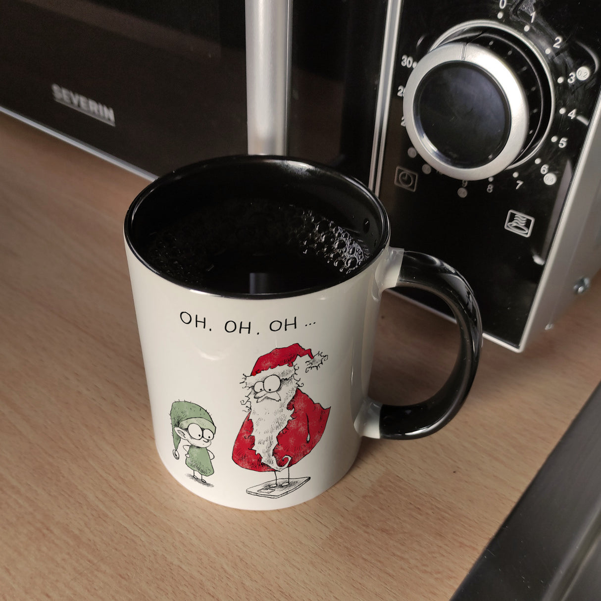 Weihnachtsmann am Naschen Kaffeebecher mit Spruch Erwischt