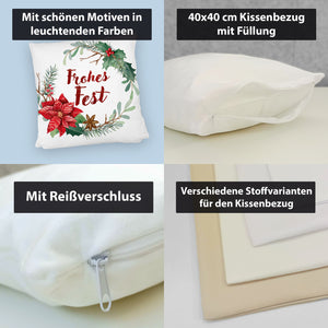 Frohes Fest Weihnachtskranz Kissen