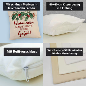 Weihnachten ist ein Gefühl Kissen mit Spruch