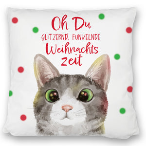 Oh Du glitzernd funkelnde Weihnachtszeit Katze Kissen